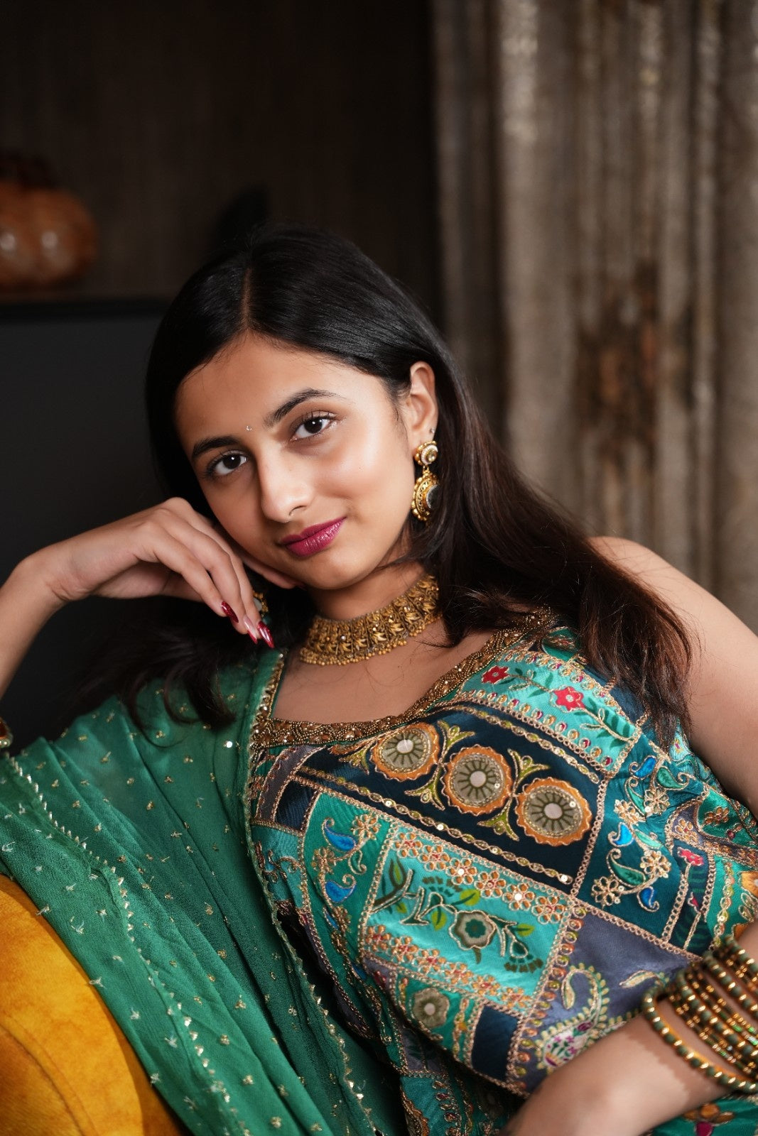 Green Sharara Suit | Green Embroidered Sharara Suit | Katyals