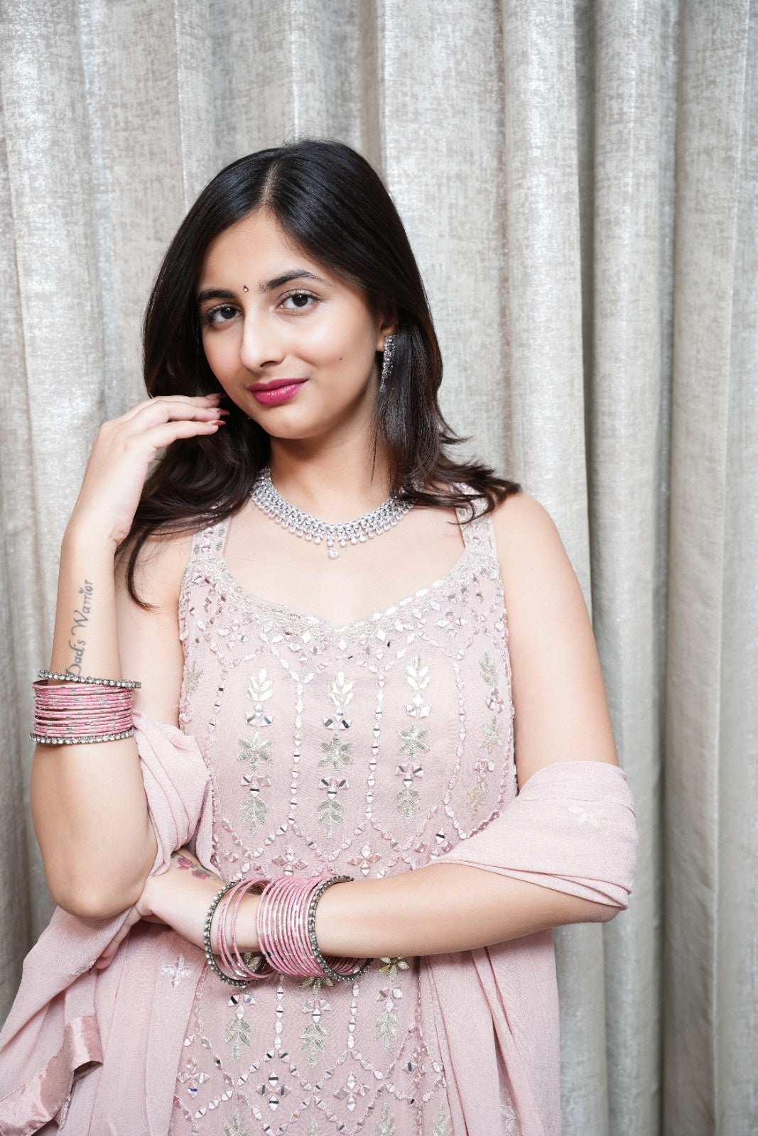 Light Pink Kurta | Embroidered Kurta Set | Kurta Palazzo Set | Katyals