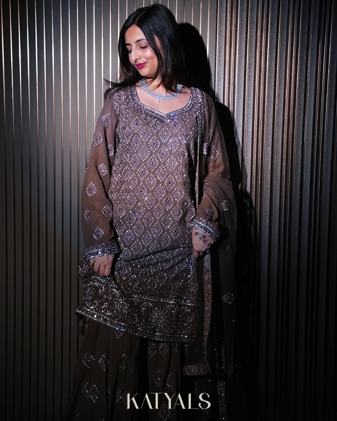 Brown Sharara Suit | Women's Sharara Suit | Katyals