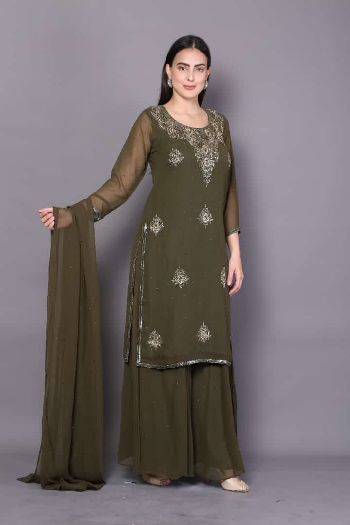 Green Sharara Set | Sharara Set for Women | Katyals