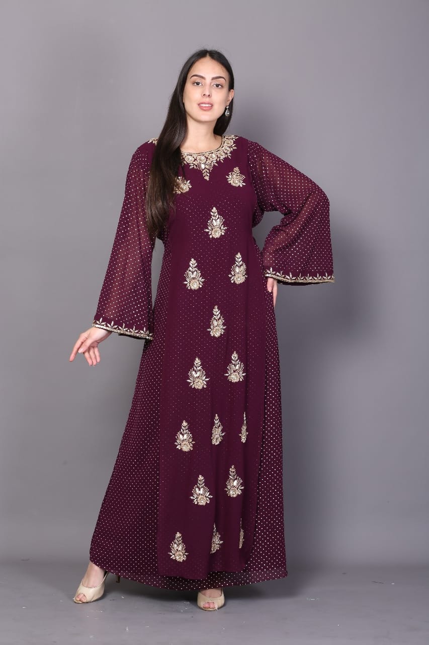 Women's Embroidered Dress | Purple Embroidered Dress | Katyals
