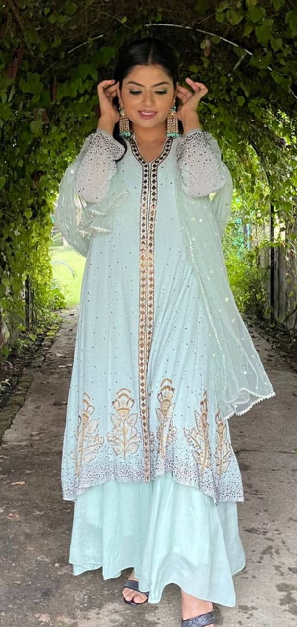 Anarkali Sharara Suit | Women's Anarkali Suit | Katyals