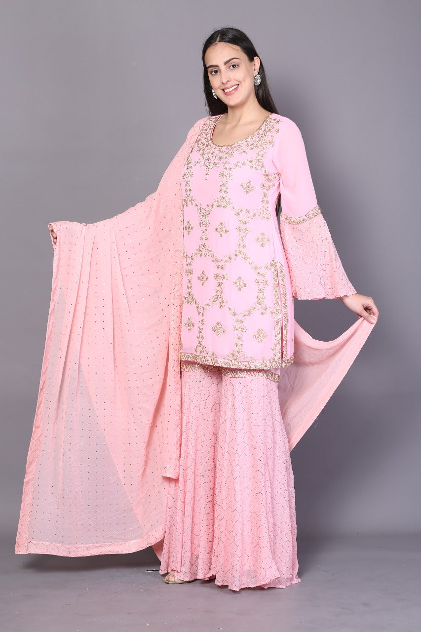 Women's Sharara Suit | Pink  Sharara Suit | Katyals