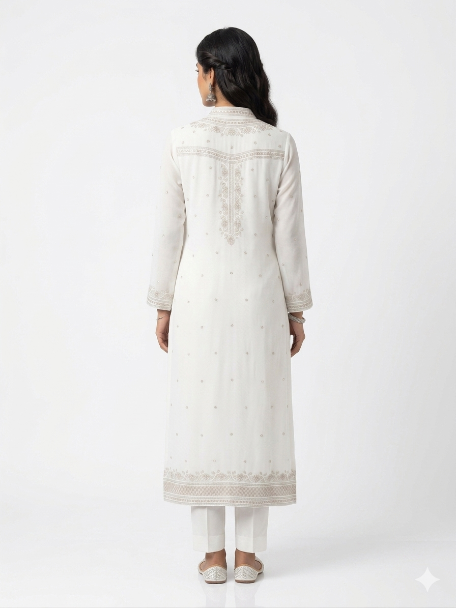 Ivory Ethereal Embellished Straight Kurta Set