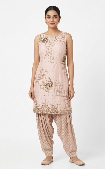 Geometric Blush Elegance Suit Set