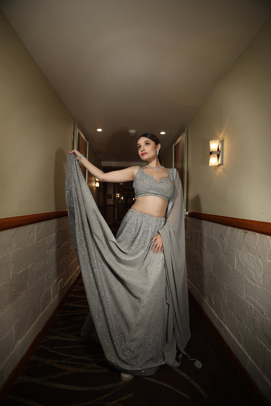 Graceful Grey Lehenga: Understated Sophistication - Katyals
