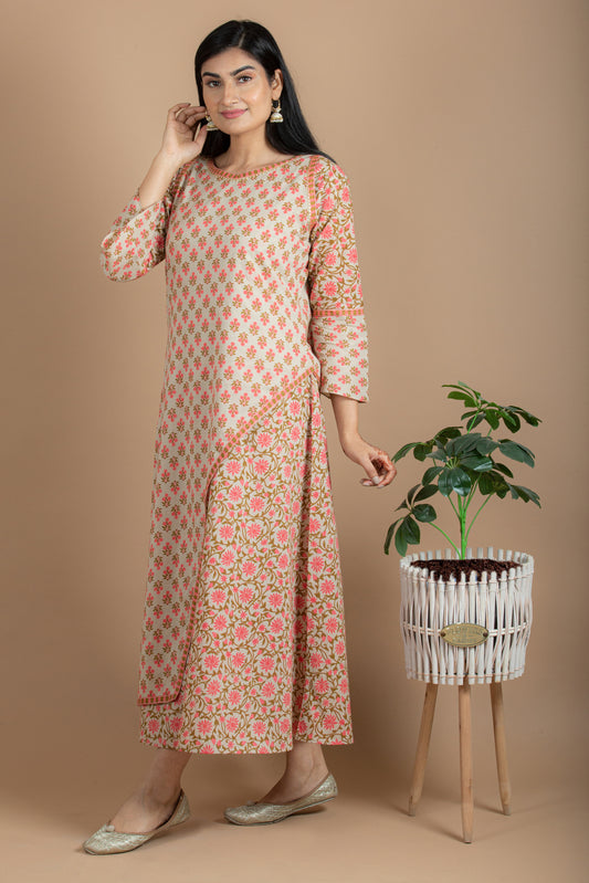 Elegant Block Print Anarkali Kurta - Katyals