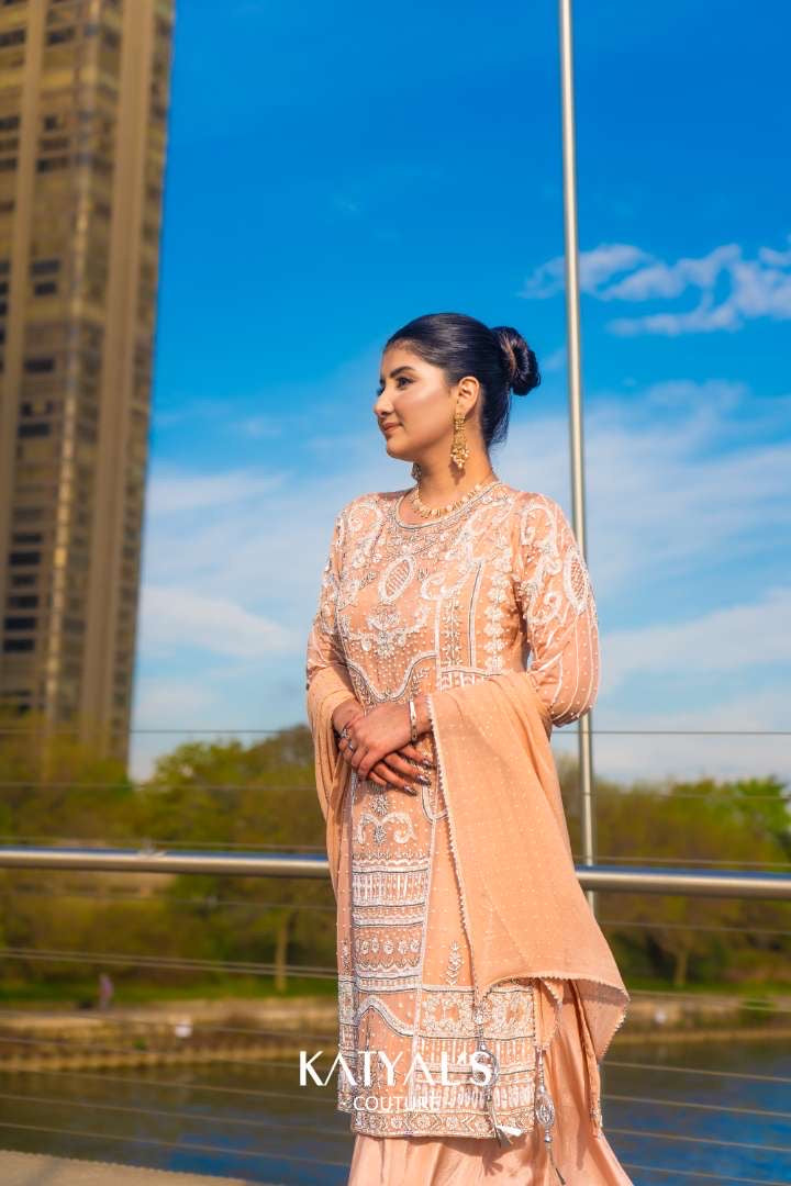 Elegant Peach Embroidered Salwar Kameez