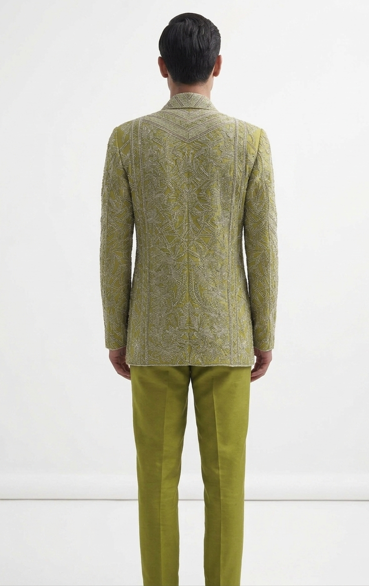 The Emerald Lattice Achkan-Suit