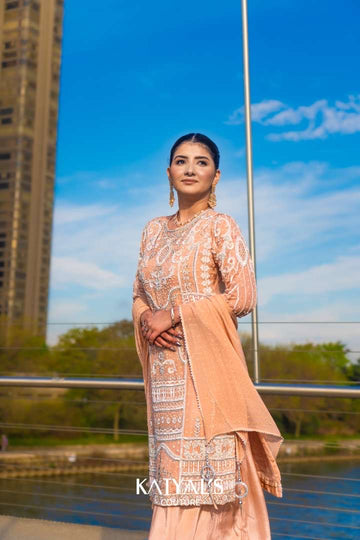 Elegant Peach Embroidered Salwar Kameez