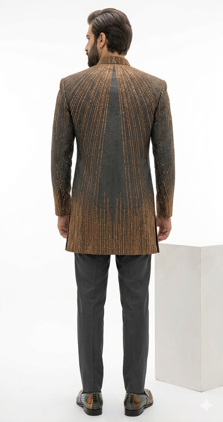 The Obsidian Ember Sherwani Set