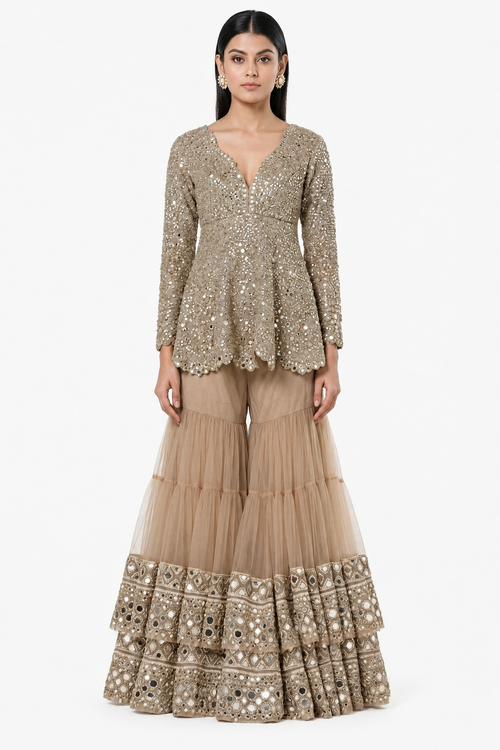 The Gilded Shimmer Sharara Set