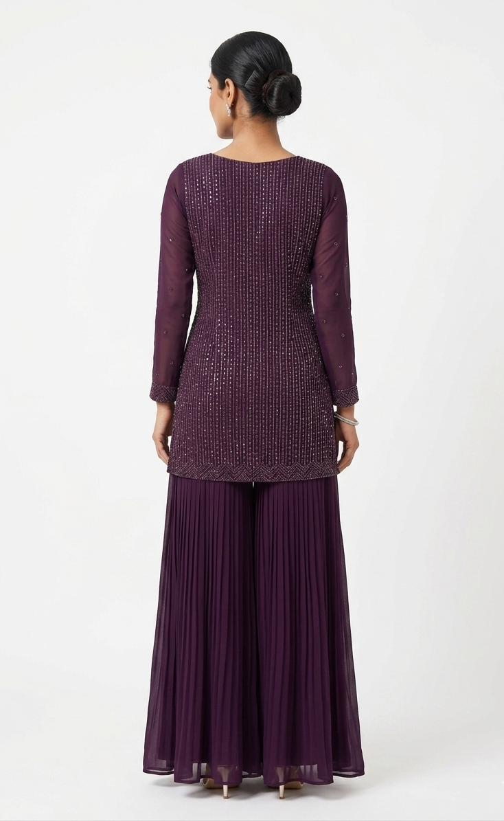 Elegant Deep Violet Sharara Set