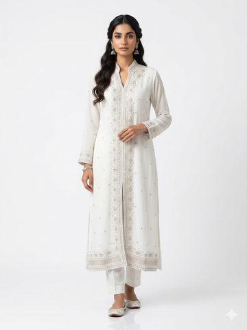 Ivory Ethereal Embellished Straight Kurta Set
