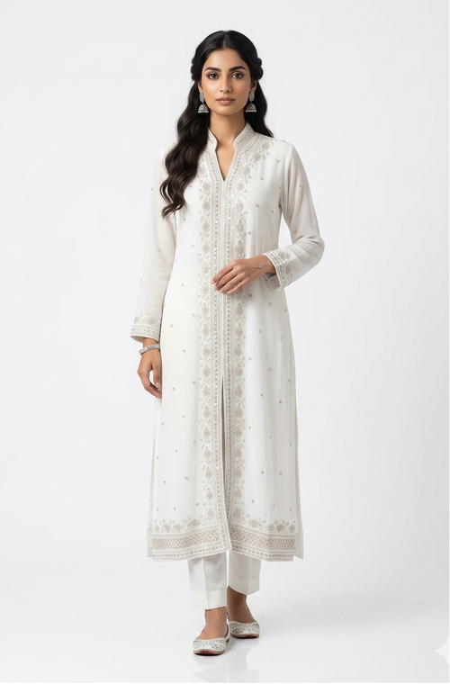 Ivory Ethereal Embellished Straight Kurta Set