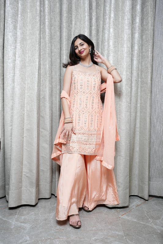Kurta Palazzo Set | Women's Kurta Set | Pink Kurta Set | Katyals