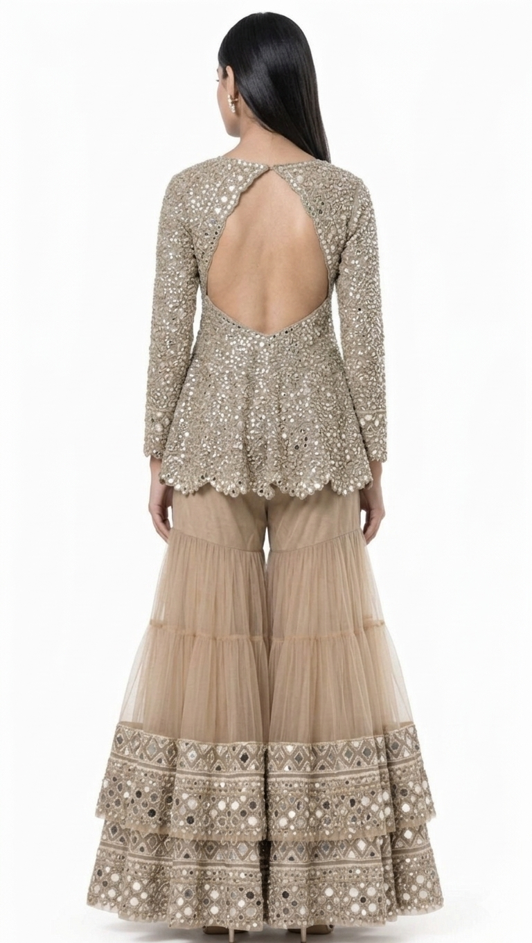 The Gilded Shimmer Sharara Set