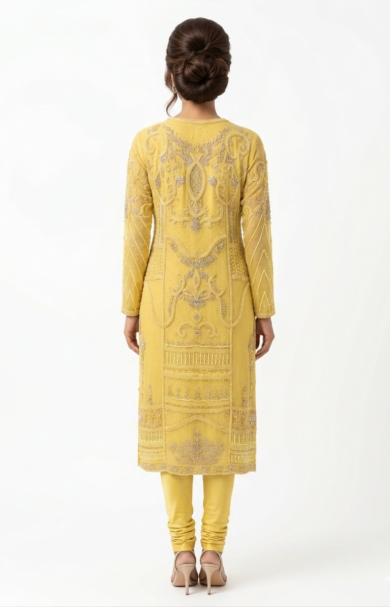 Radiant Yellow Heavily Embroidered Straight Kurta Set
