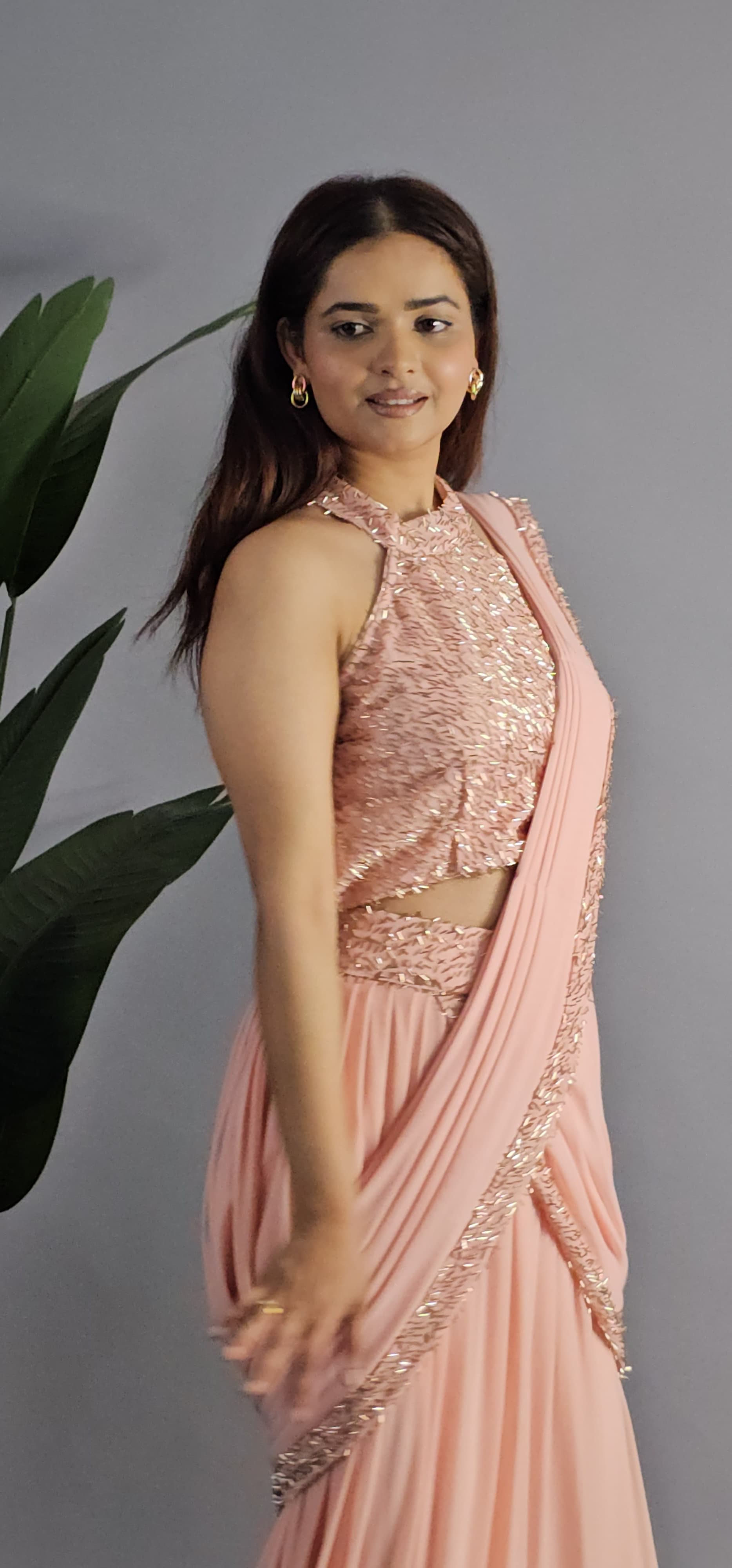Saree Gown for Women | Pink Saree Gown | Katyals