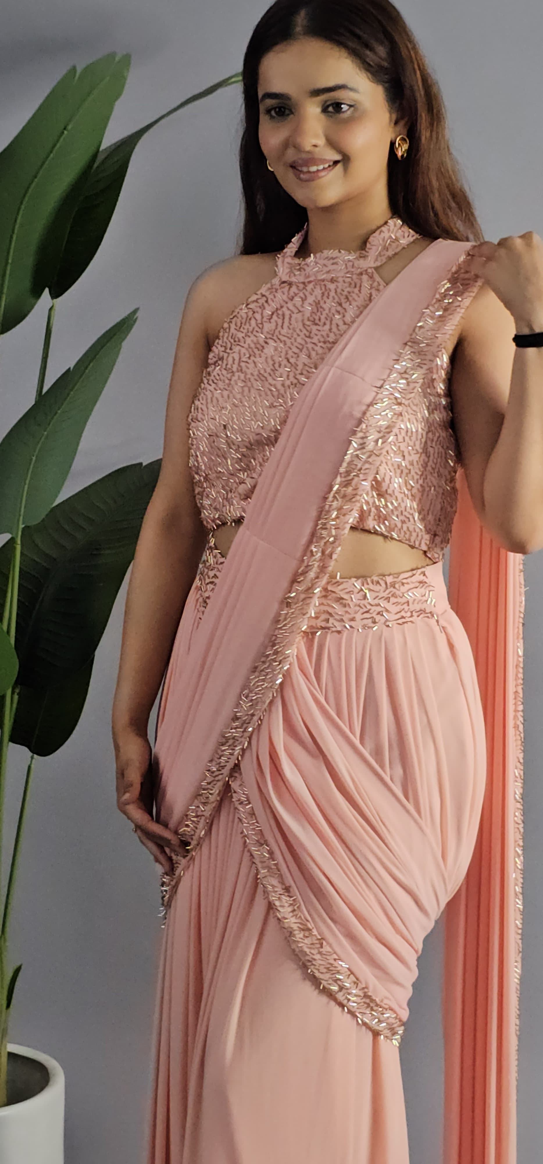 Saree Gown for Women | Pink Saree Gown | Katyals