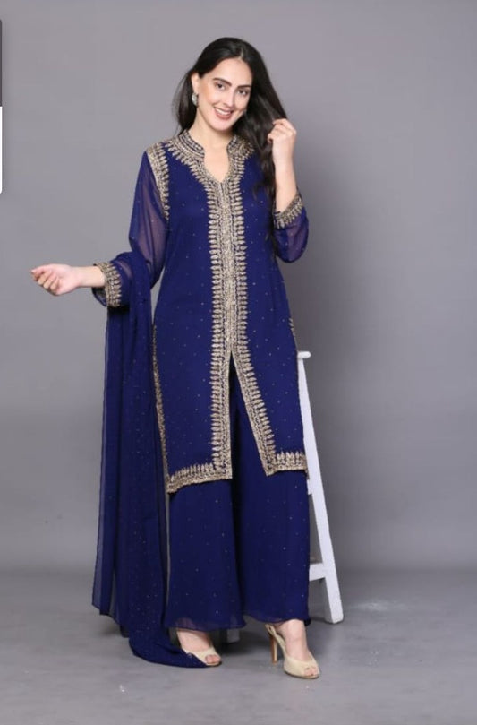 Women's Blue Dress | Blue Embroidered Dress | Katyals