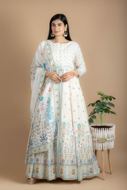 Women's Anarkali Suit | Off White Anarkali Suit | Katyals 
