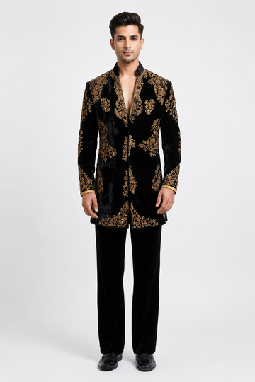 The Royal Midnight Velvet Sherwani