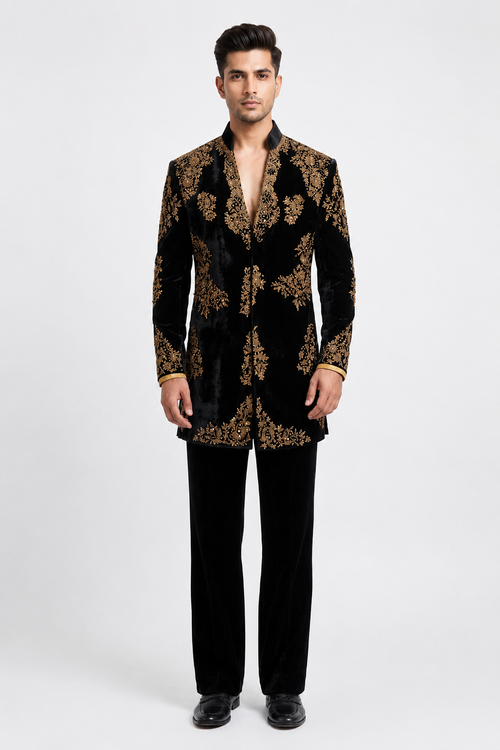 The Royal Midnight Velvet Sherwani