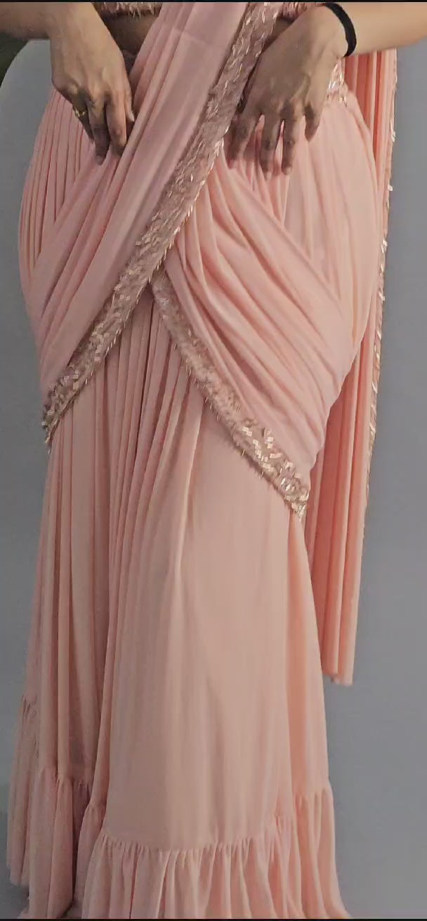 Saree Gown for Women | Pink Saree Gown | Katyals